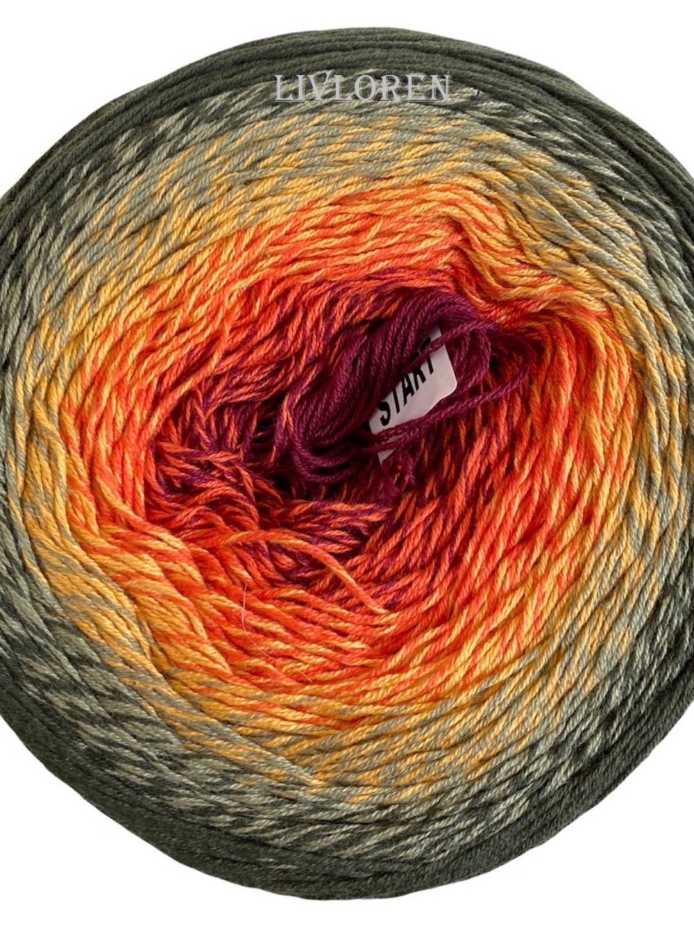 1 Gradient Ombré Yarn Cake in Orange, Yellow & Olive
